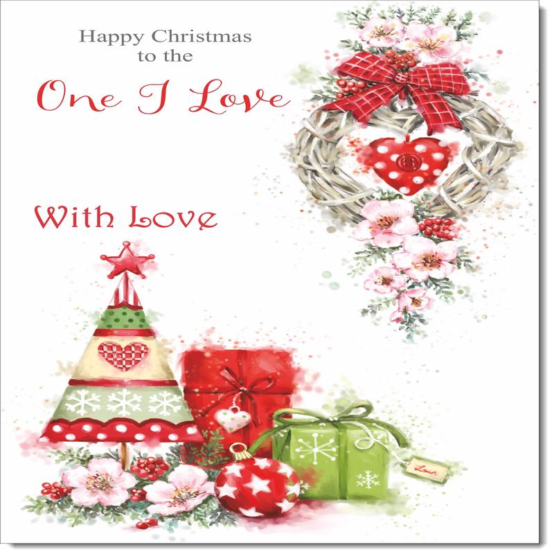 One I Love Christmas Card Hanging Heart Decoration