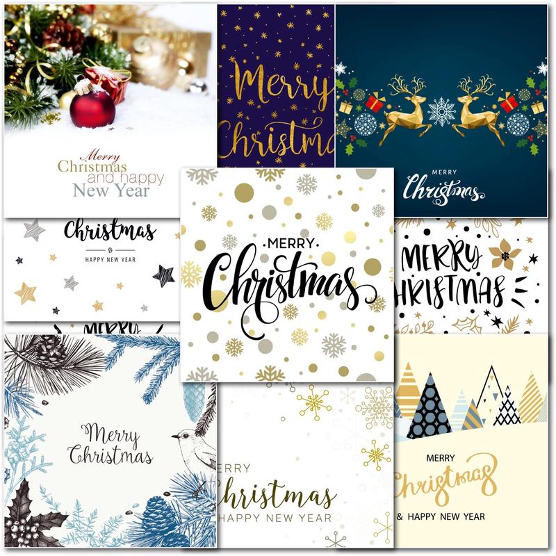 Pack of 60 Mixed C60 Square Contempory Christmas Cards