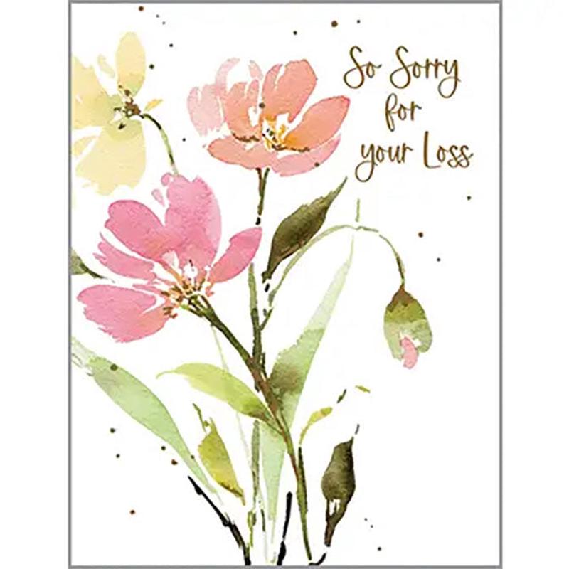 Sympathy Greeting Card -Pink/Orange/Yellow Stems
