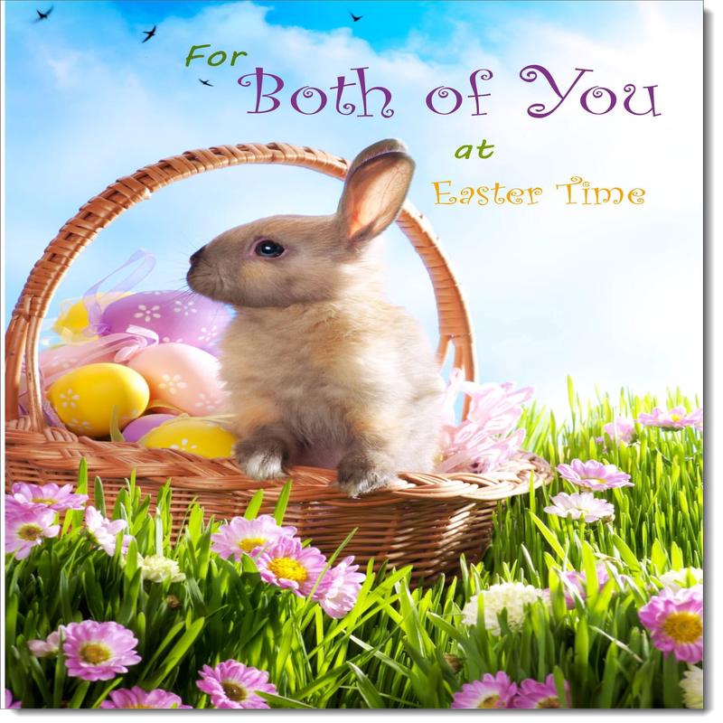 To Both Easter Card Easter Bunny and Eggs