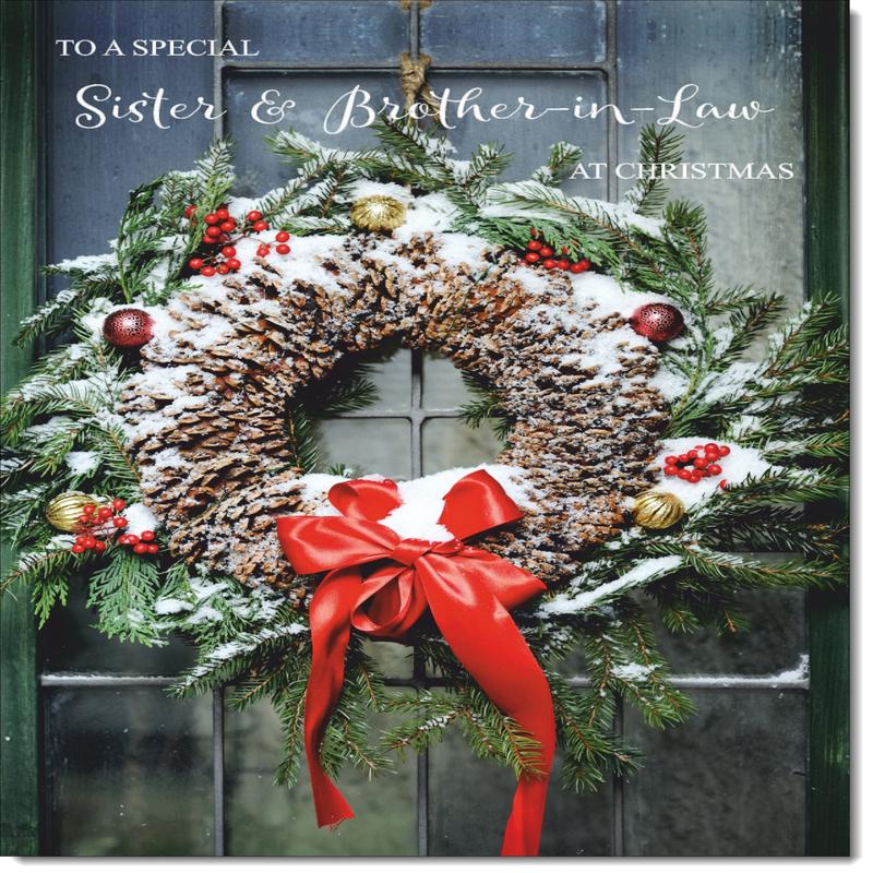 Sister & Brother-in-Law Christmas Card Christmas Wreath