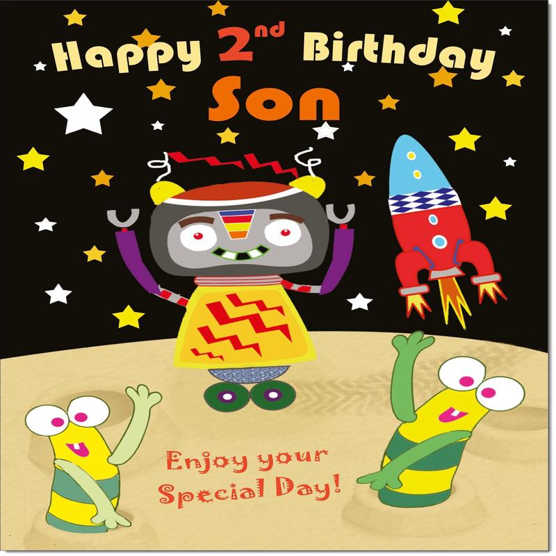Son 2nd Birthday Card Age 2 Space Robot