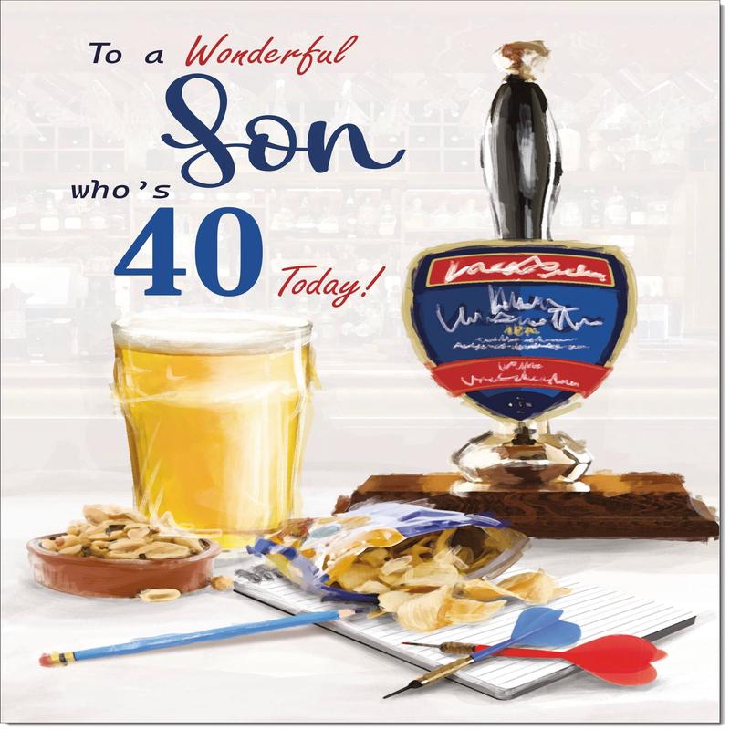 Son 40th Birthday Card Age 40 Draft Beer