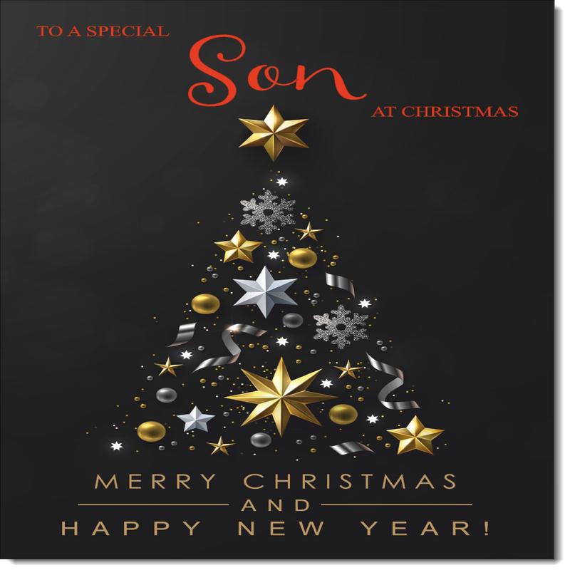 Son Christmas Card Black Abstract Christmas Tree
