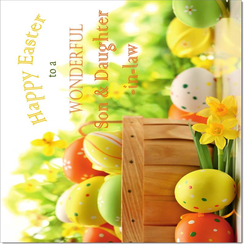 Son & Daughter-in-Law Easter Card Egg Basket and Daffodils