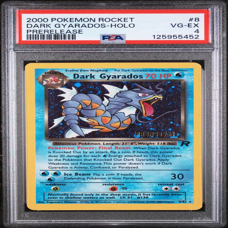 1999 Pokemon Team Rocket Prerelease Holo Dark Gyarados #8 PSA 4