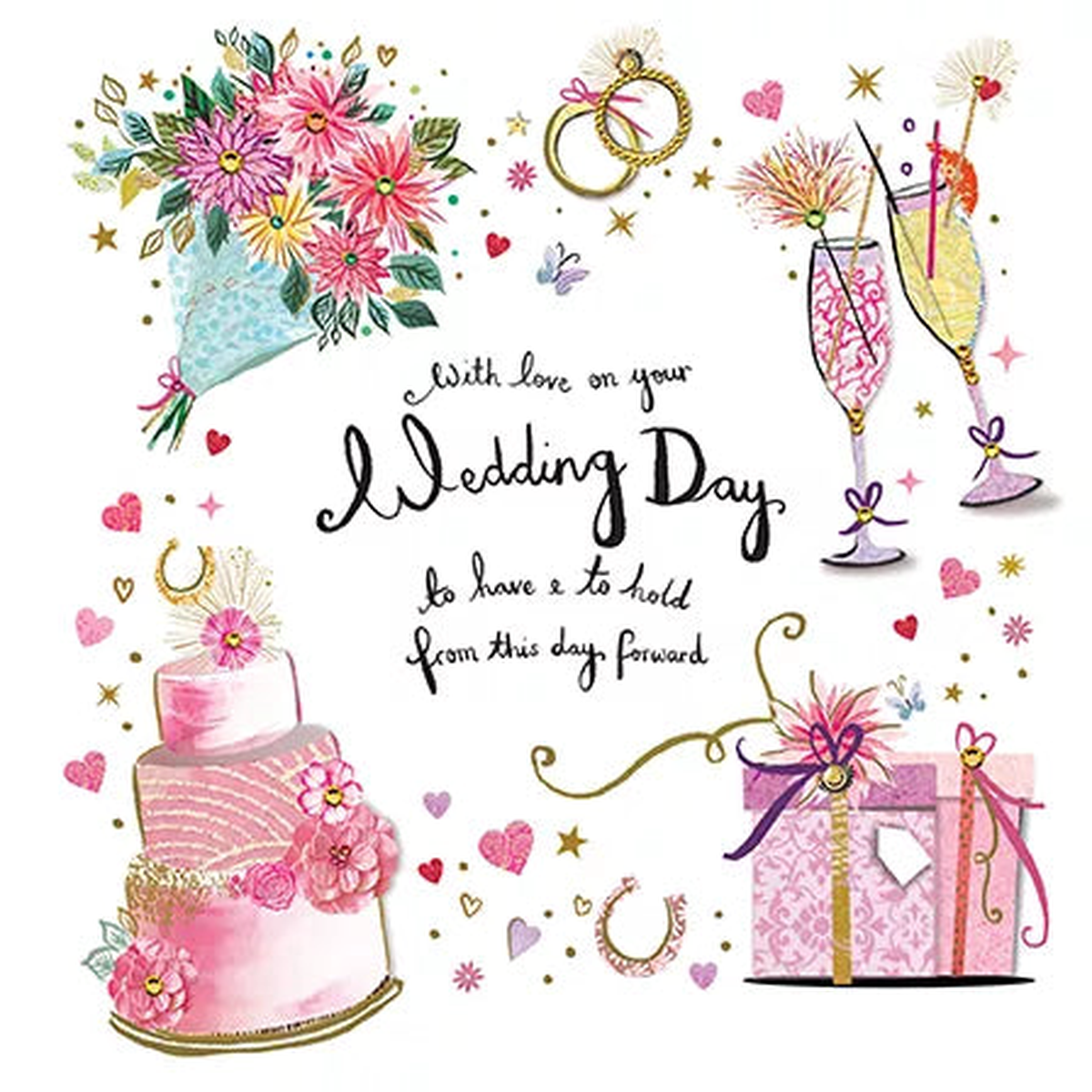 PAPER ROSE ARTISAN SQUARE CARD-  WEDDING DAY CARD*