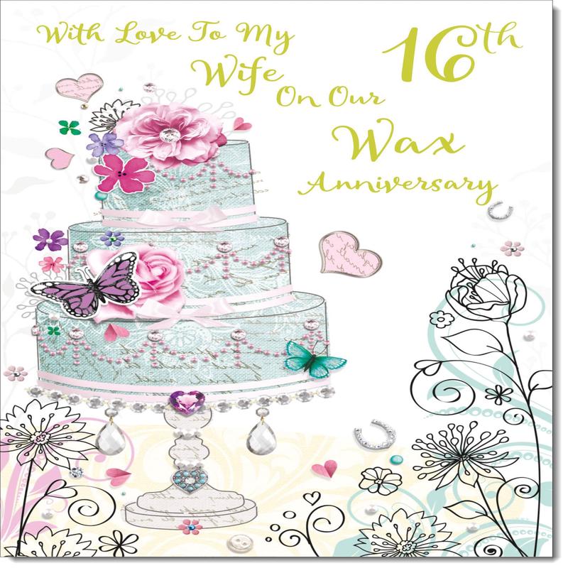 Wife Wax 16th Wedding Anniversary Card Wedding Cake