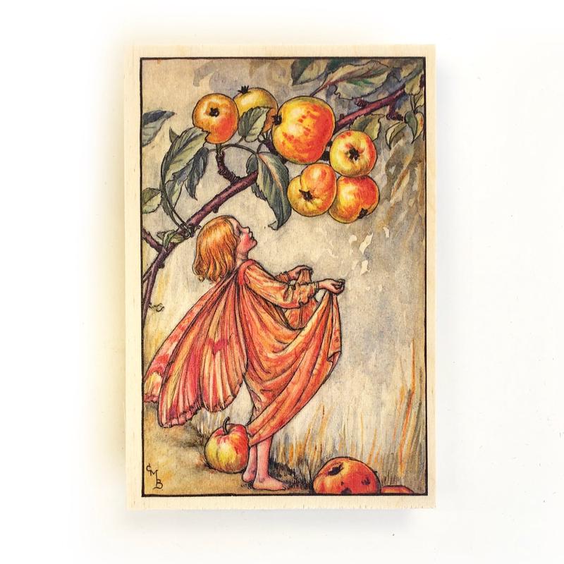 Wooden postcard - apple fairy