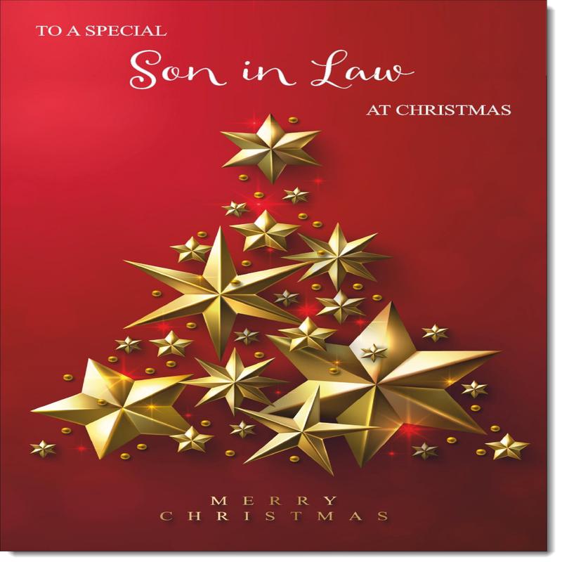 Son-in-Law Christmas Card Gold Star Christmas Tree