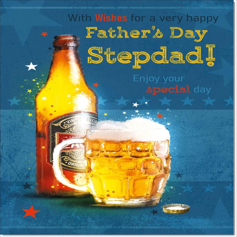 Step Dad Fathers Day Card Beer Bottle
