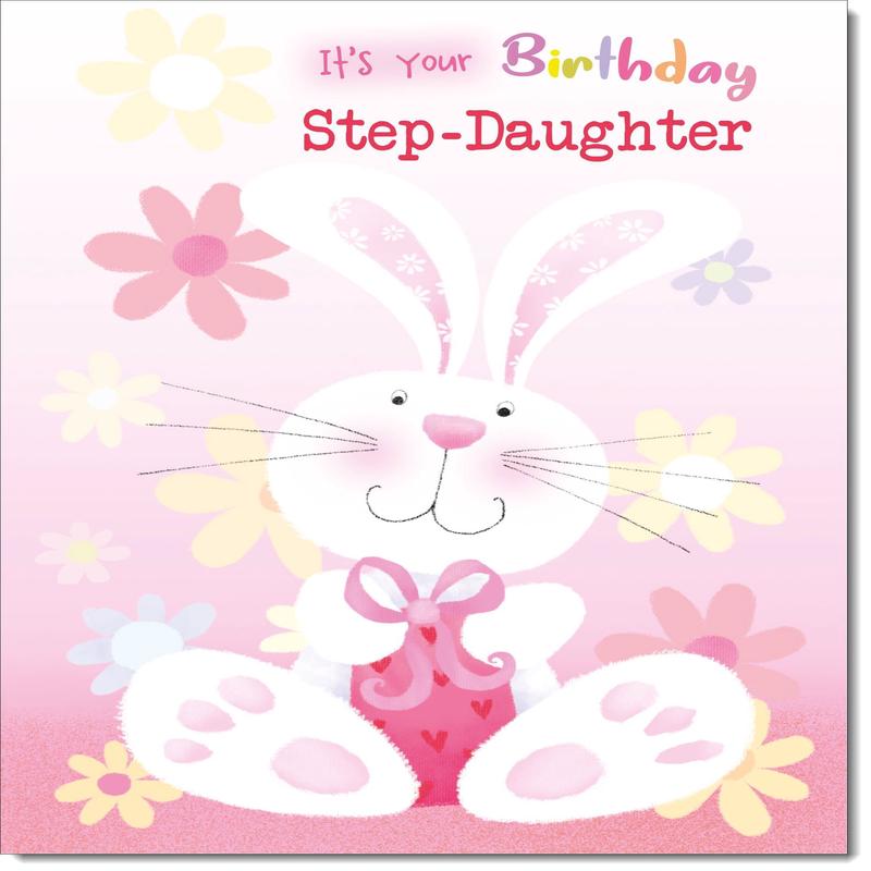 Stepdaughter Birthday Card Colouring Rabbit