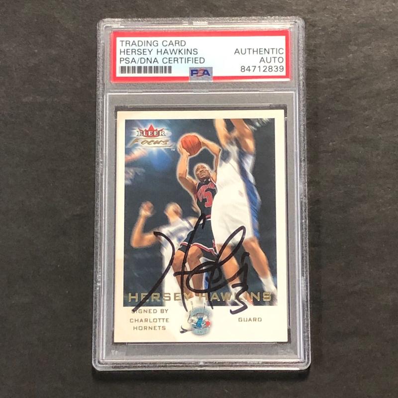 2000-01 Fleer Focus #124 Hersey Hawkins Signed Card PSA Slabbed Hornets