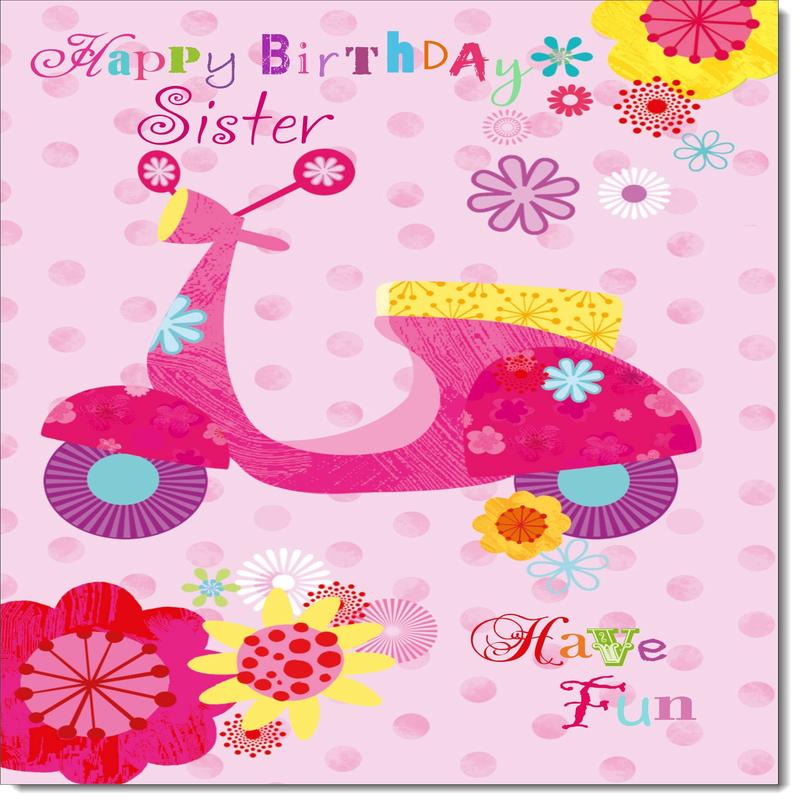 Sister Birthday Card Scooter