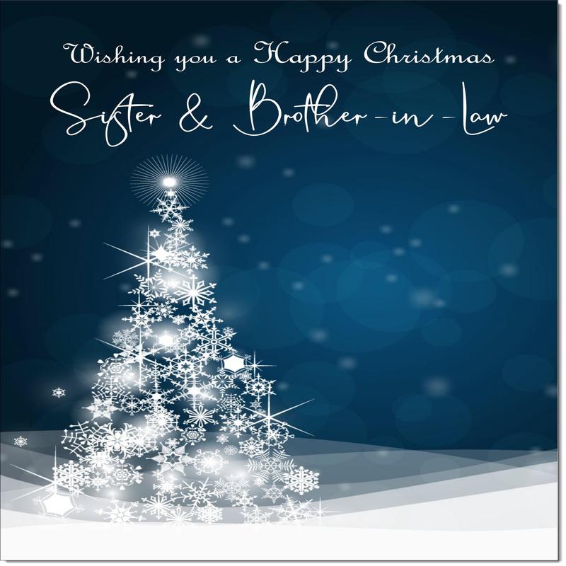 Sister & Brother-in-Law Christmas Card Blue Abstract Christmas Tree