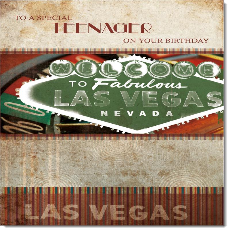 Teenager Birthday Card for Boy Las Vegas Sign