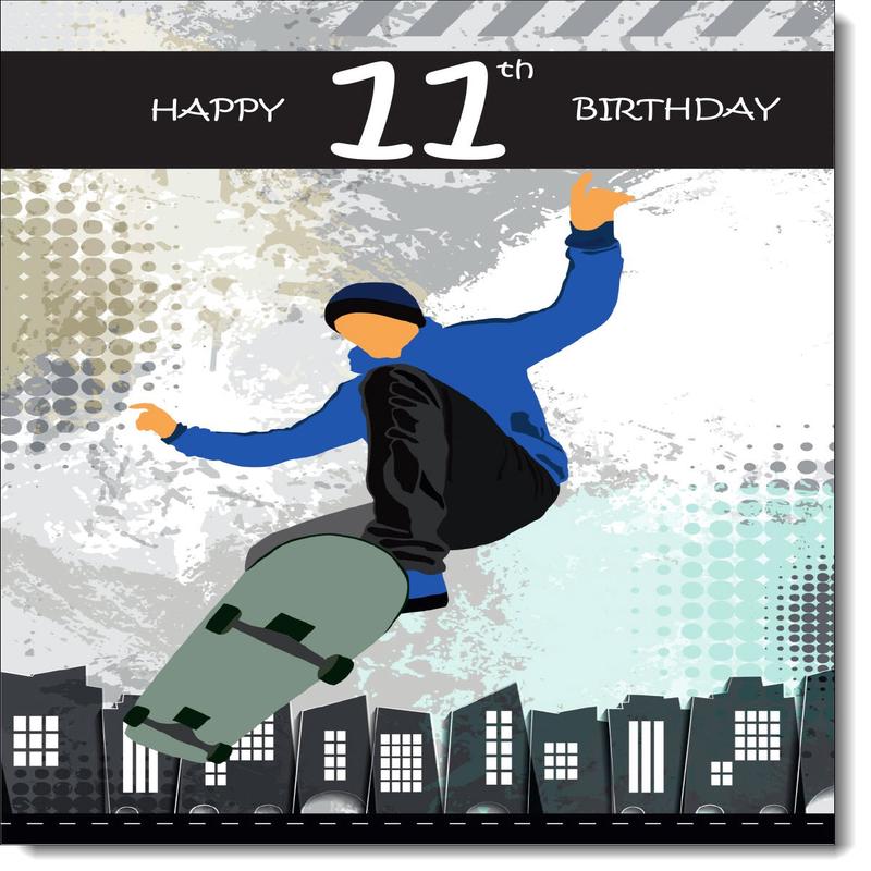 11th Birthday Card Age 11 for Boy Skateboarding