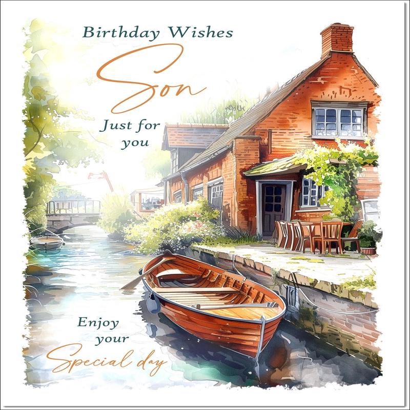 Son Birthday Card Canal Scene